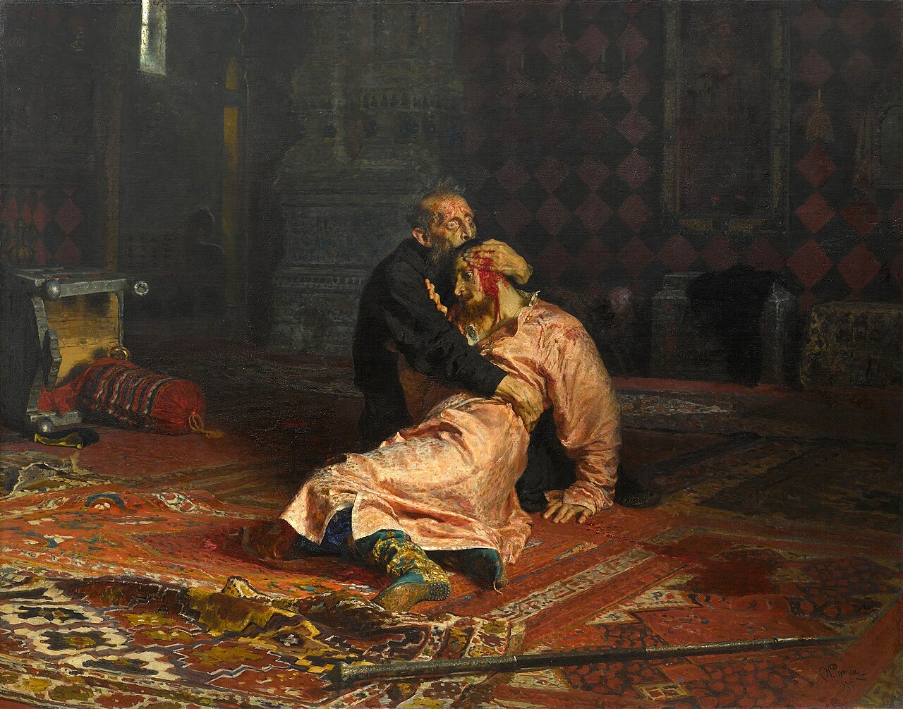 Ivan the Terrible and His Son Ivan on 16 November 1581 av Ilya Repin