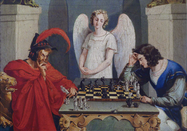 The Devil's Checkmate av Friedrich August Moritz Retzsch