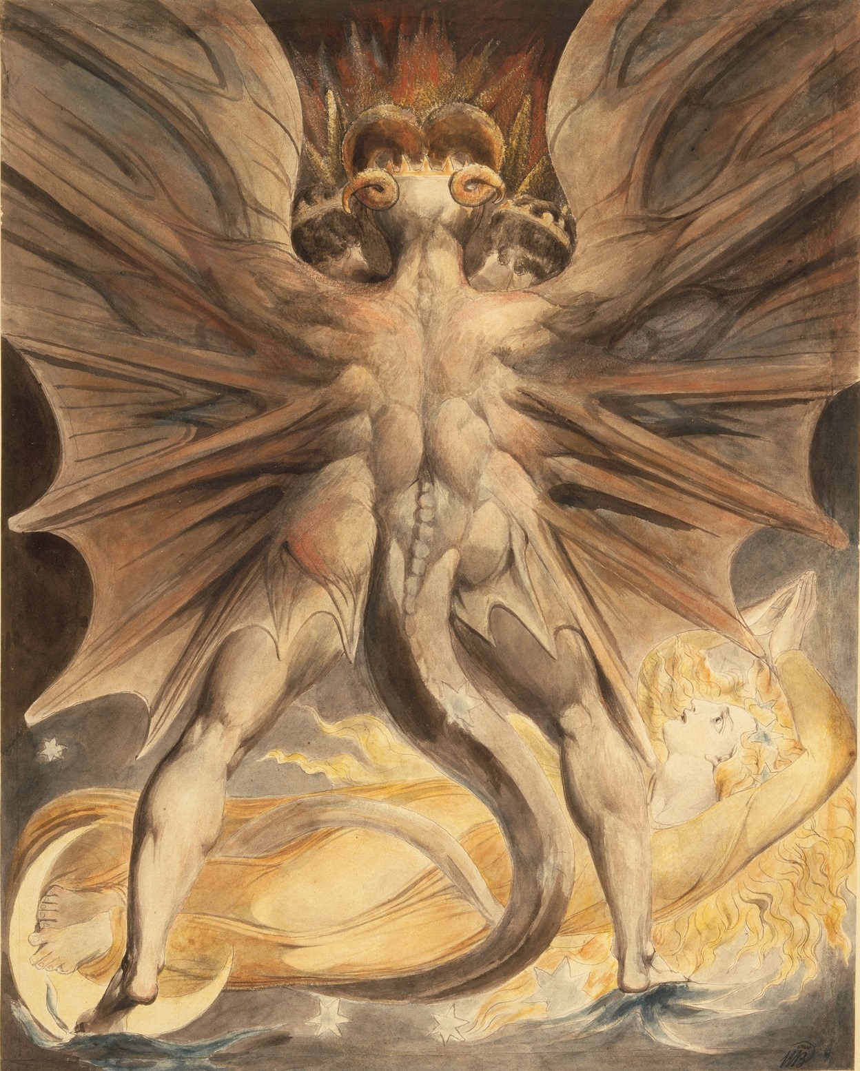 The Great Red Dragon and the Woman Clothed with the Sun av William Blake
